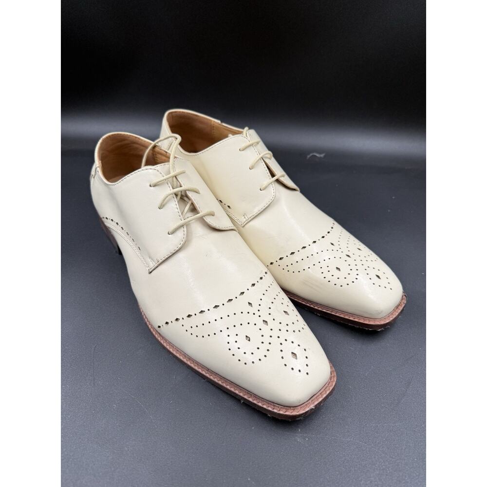 Antonio Cerrelli Men Beige Lace-Up Cap-Toe Oxford Dress Shoe US Size 13